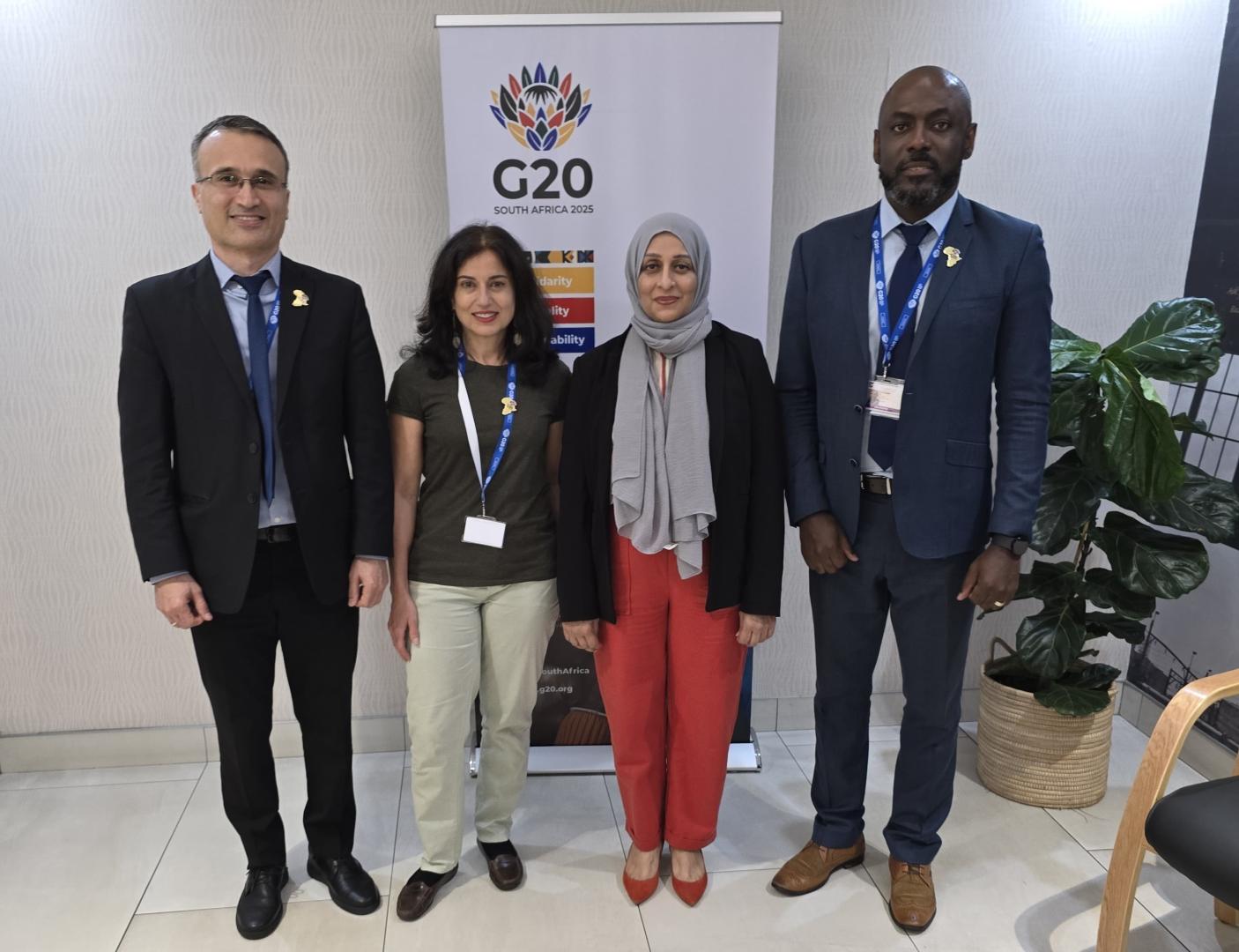 From left: Faridun Nazriev (External Relations Officer), Stéphanie Seydoux (Director-General’s Envoy for Multilateral Affairs), Shenaaz EL-Halabi, (WHO South Africa Country Representative) and Jose Sambo (Protocol Officer) at the meeting in Johannesburg.