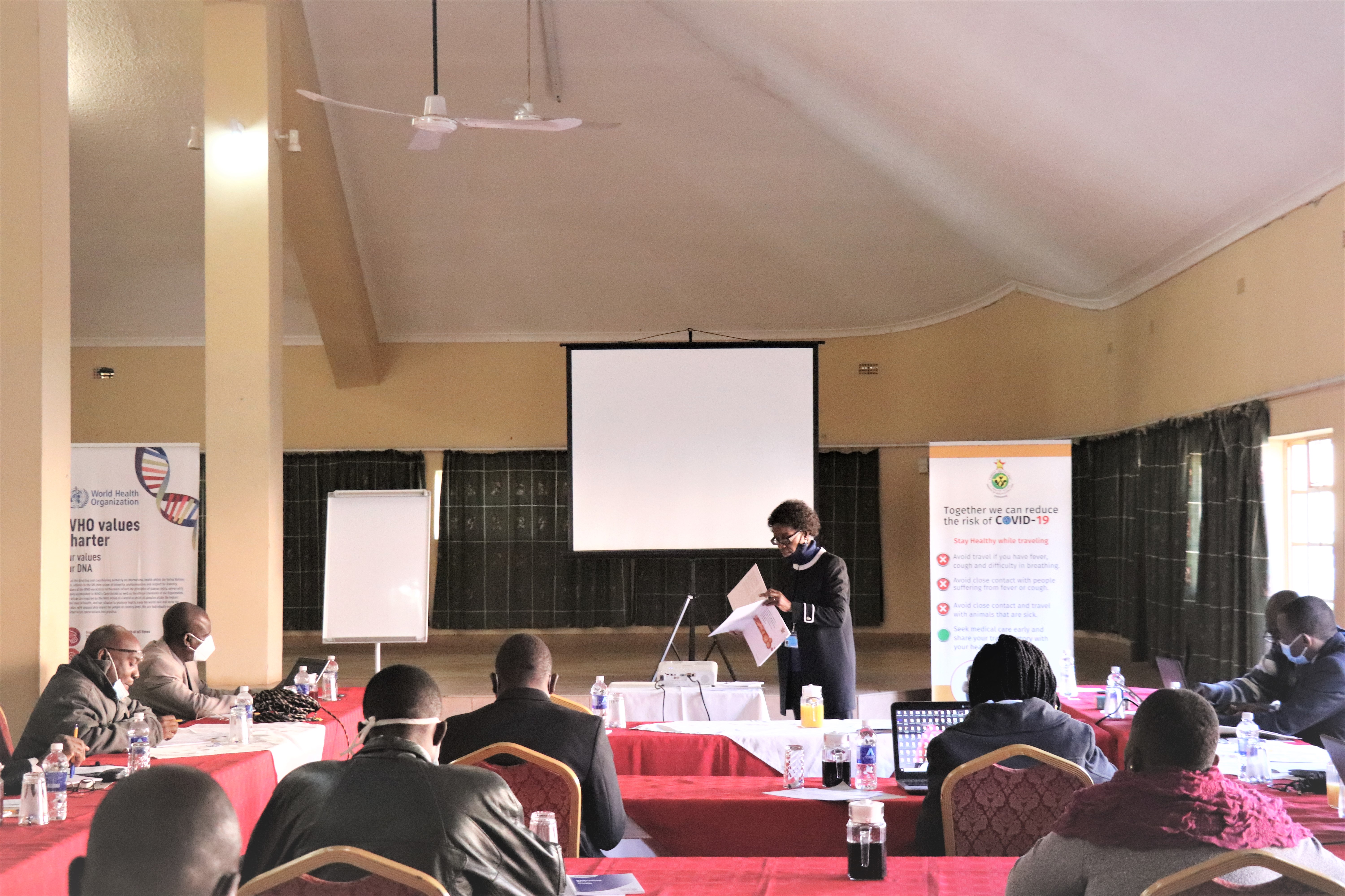 Chief Coordinator of COVID-19 Task Force in Zimbabwe, Dr Agnes Mahomva giving her opening remarks