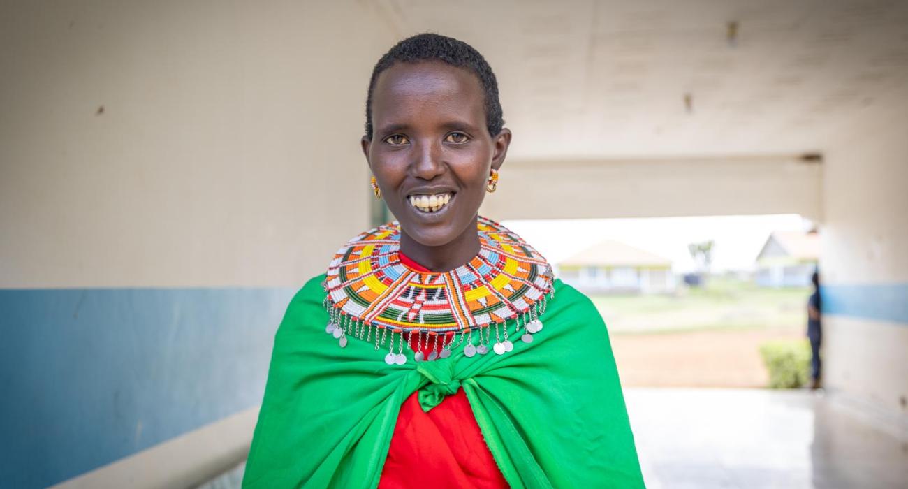 A young woman from Laikipia County visits her local health facility to access sexual and reproductive health services.