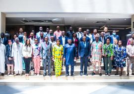 The Minister of health Osagie Ehanire, the WHO Country Rep, Walter K Mulombo, and cross section of participant at the even