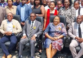Honorable Deputy Minister of Health and Social Services, Dr Ester Muinjangue, Executive Director of the Ministry of Health and Social Services, Mr Ben Nangombe, WHO AFRO Senior Project Officer, TNR, Dr  William Maina, Kavango East Region. Acting Director Mr. Woita Kampumburu