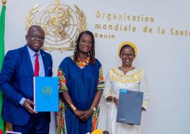 Signature d'accord entre l'OMS qui concède l'occupation de 1500m²  de l'espace abritant ses locaux à Parakou pour  l'installaton de tentes de stockage d'intrants.