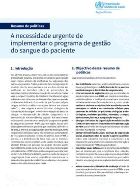 A necessidade urgente de implementar o programa de gestão do sangue do paciente