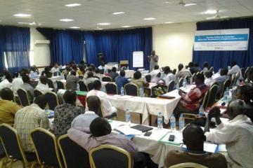 Mr Anson Benjamin Edu briefing the participants on campaign implementation approach