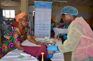 Midwife and nurse, Nyemimah Williams, during the EmONC hands-on training