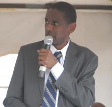 Dr Izaq Odongo, head of department of Clinical and Specialized Services at MOH, addresses  members of the public during the event