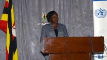 Hon Opendi addressing the media 