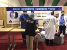 Vaccination team set for the launchingof the COVAX vaccination campaign