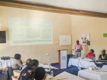 WHO Lesotho lead for Health Emergencies, Mr. Albert Hlabana  presents to the National Steering Commitee Pandemic Fund project