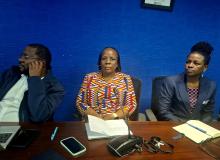 Middle; WHO Botswana focal person on polio, Ndibo Monyatsi,  right; Dr. Juliet Bataringaya