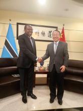During the meeting with H.E. Fan Yong, Ambassador of China to Botswana, Dr Ndenzako discussed potential collaborations to support the universal health coverage programmes in Botswana and access to quality health services