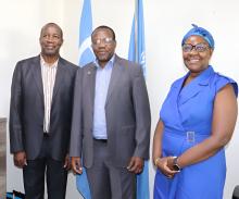 Dr. Fabian Ndenzako met the One Health partners FAO Ms. Carla Mucavi, Country Representative) and the representative of the World organization for Animal Health (WOAH), Mr. Moetapele Letshwenyo