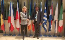 WHO Country Representative Dr Fabian Ndenzako and Mrs Petra Pereyra, the EU Ambassador to Botswana