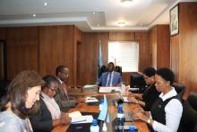 WHO Team led by Dr Fabian Ndenzako met the Hon.Ketlhalefie Motshegwa, Minister of Local Government and Traditional Affairs